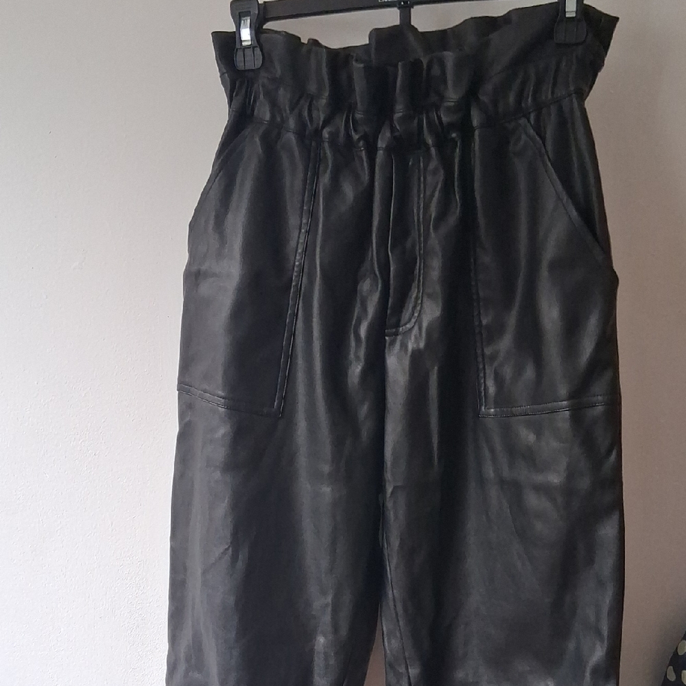 Miss Selfridge Black Faux Leather Trousers